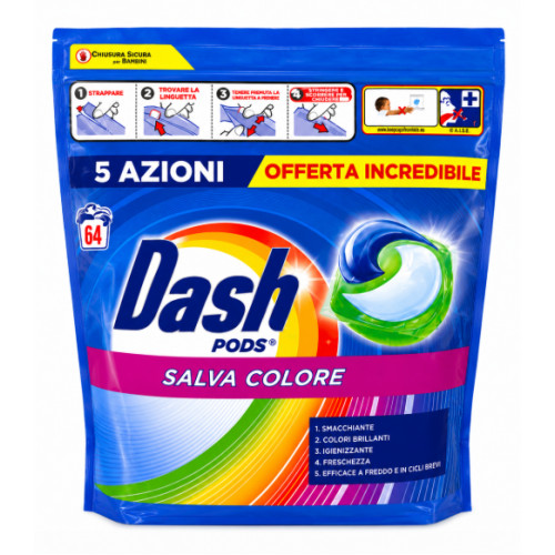 Капсули для прання Dash Pods Salva Colore, 64 шт